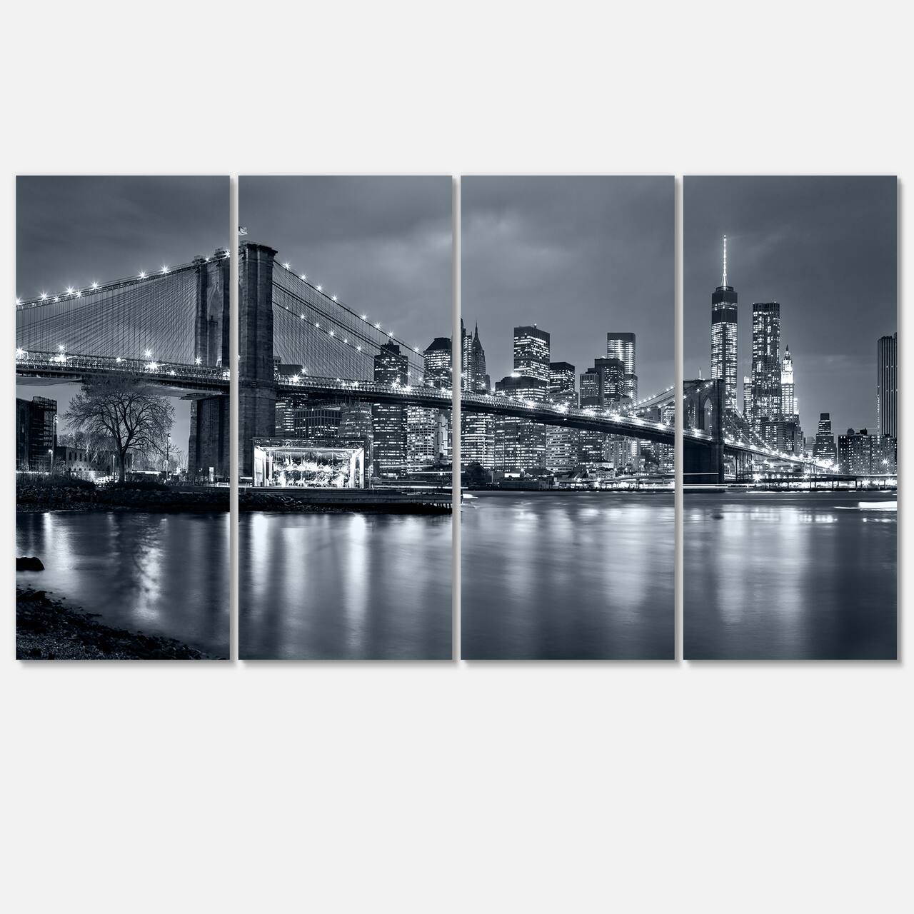 Designart - Panorama New York City at Night - Cityscape Canvas Print